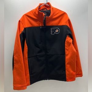 Philadelphia Flyers Full Zip Jacket Large GIII Sports By Carl Banks Orange Black
